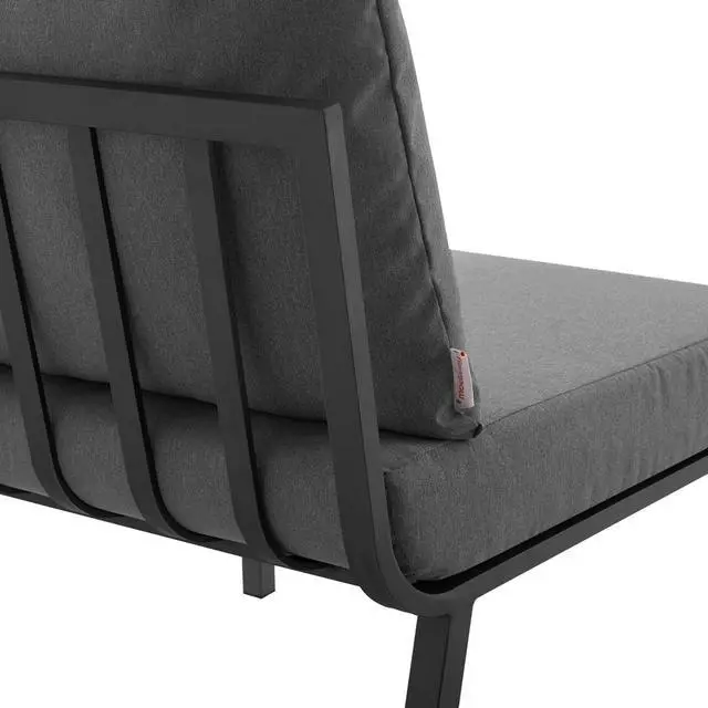 Alt view image 5 of 6 - Riverside Outdoor Patio Aluminum Armless Chair Gray Charcoal