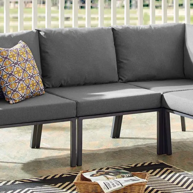 Alt view image 6 of 6 - Riverside Outdoor Patio Aluminum Armless Chair Gray Charcoal