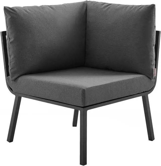 Alt view image 2 of 13 - Riverside Outdoor Patio Aluminum Corner Chair Gray Charcoal