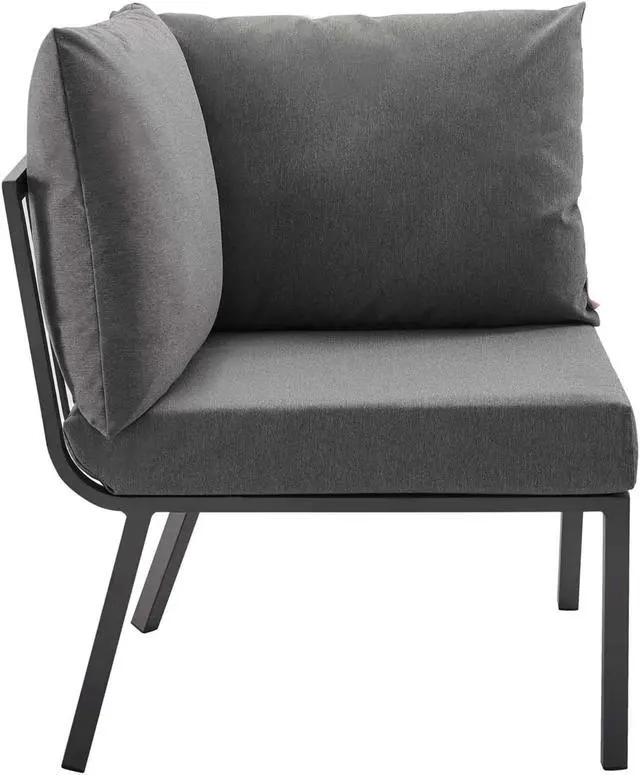 Alt view image 4 of 13 - Riverside Outdoor Patio Aluminum Corner Chair Gray Charcoal