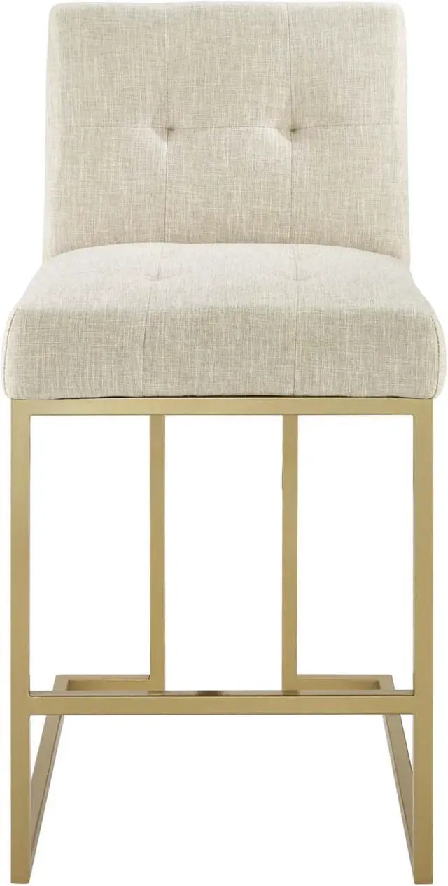 Alt view image 4 of 6 - Privy Gold Stainless Steel Upholstered Fabric Counter Stool Gold Beige