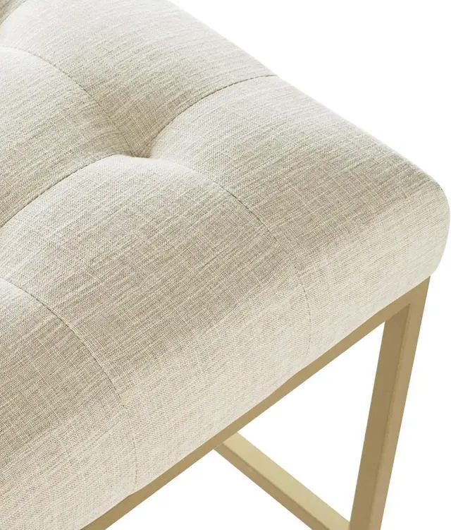 Alt view image 5 of 6 - Privy Gold Stainless Steel Upholstered Fabric Counter Stool Gold Beige