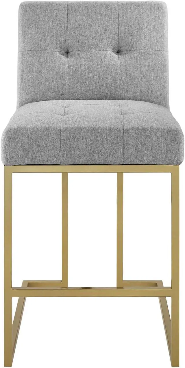 Alt view image 4 of 6 - Privy Gold Stainless Steel Upholstered Fabric Counter Stool Gold Light Gray