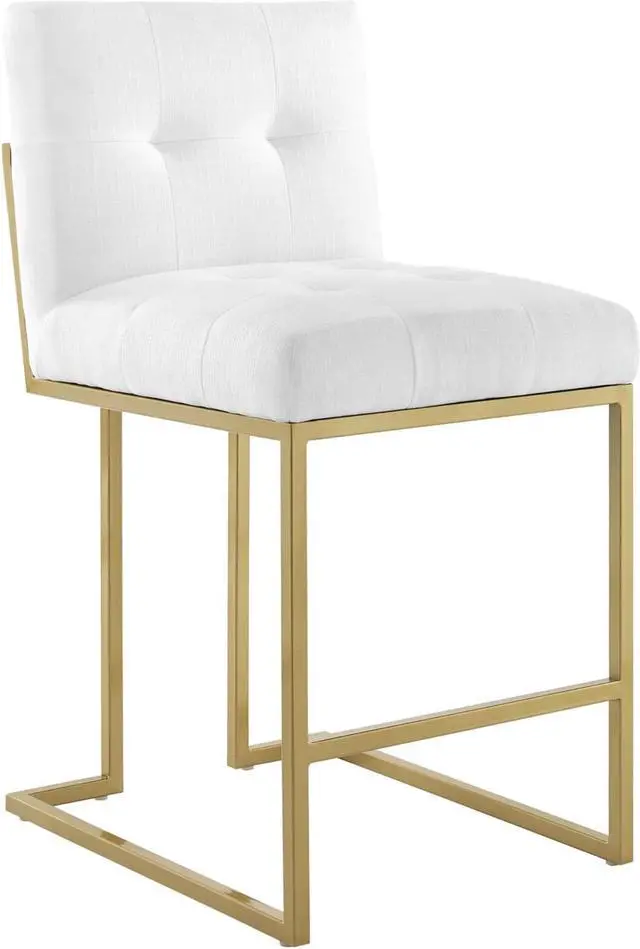 Main image of Privy Gold Stainless Steel Upholstered Fabric Counter Stool Gold White
