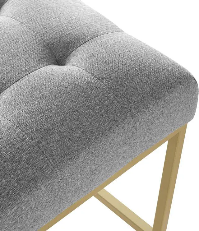 Alt view image 5 of 6 - Privy Gold Stainless Steel Upholstered Fabric Counter Stool Gold Light Gray
