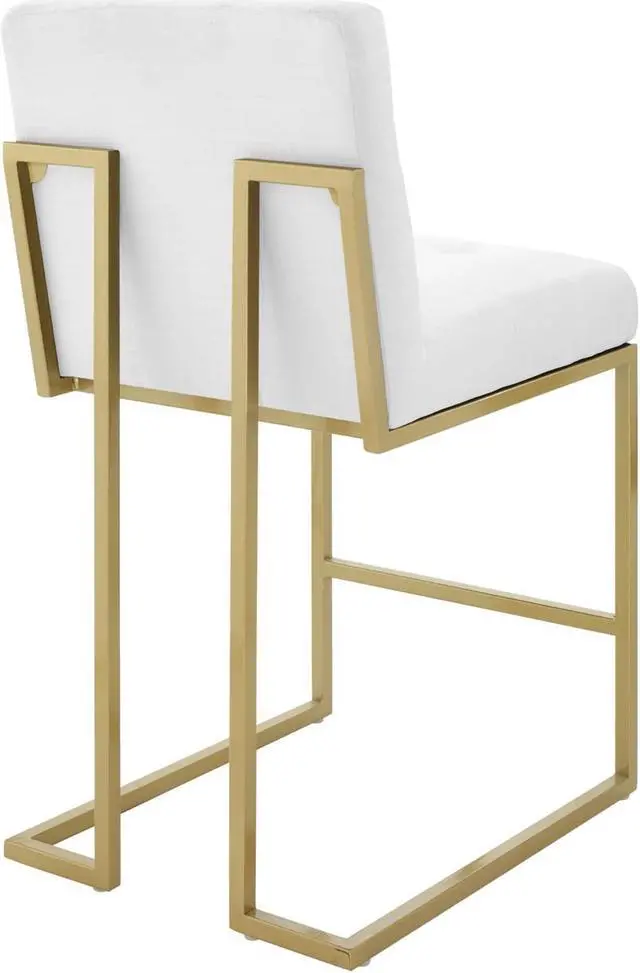Alt view image 3 of 6 - Privy Gold Stainless Steel Upholstered Fabric Counter Stool Gold White