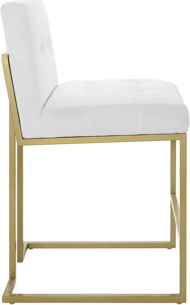 Alt view image 2 of 6 - Privy Gold Stainless Steel Upholstered Fabric Counter Stool Gold White