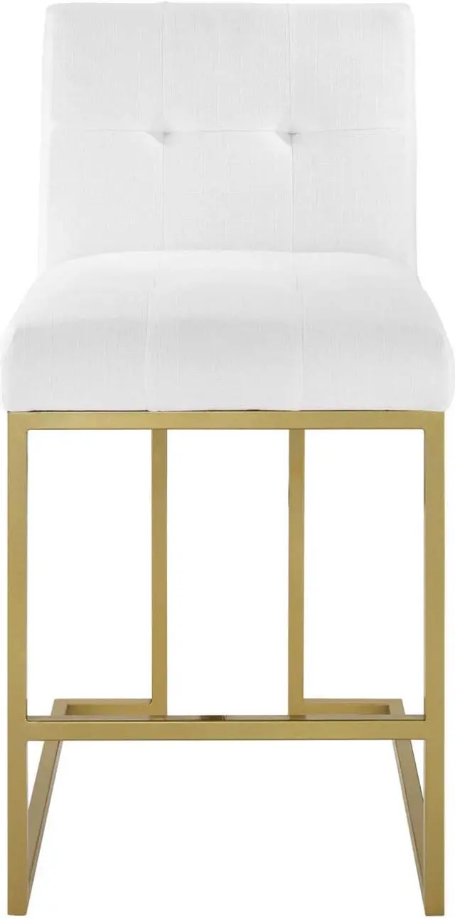 Alt view image 4 of 6 - Privy Gold Stainless Steel Upholstered Fabric Counter Stool Gold White