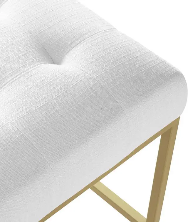 Alt view image 5 of 6 - Privy Gold Stainless Steel Upholstered Fabric Counter Stool Gold White