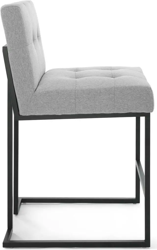 Alt view image 2 of 6 - Privy Black Stainless Steel Upholstered Fabric Counter Stool Black Light Gray