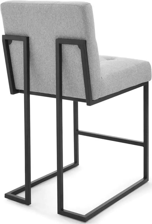 Alt view image 3 of 6 - Privy Black Stainless Steel Upholstered Fabric Counter Stool Black Light Gray