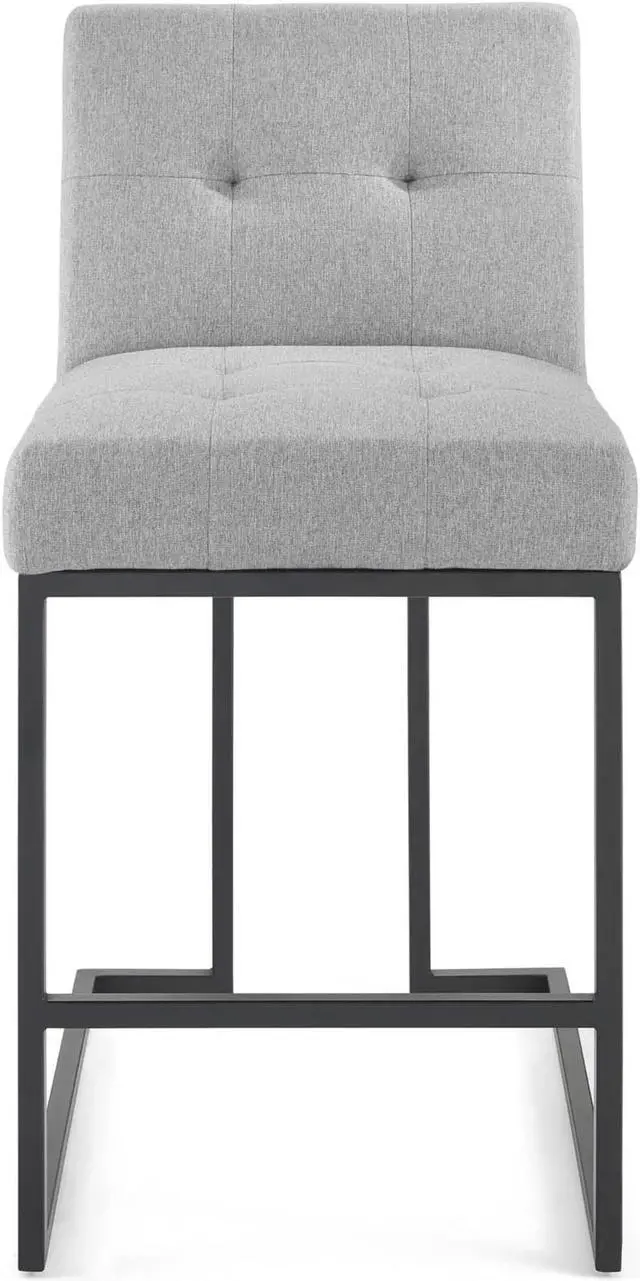 Alt view image 4 of 6 - Privy Black Stainless Steel Upholstered Fabric Counter Stool Black Light Gray