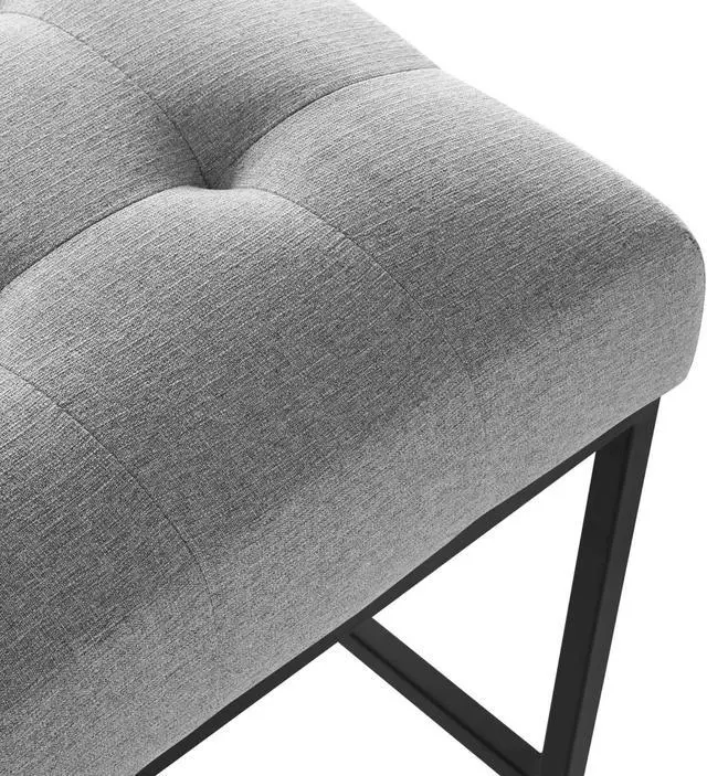 Alt view image 5 of 6 - Privy Black Stainless Steel Upholstered Fabric Counter Stool Black Light Gray