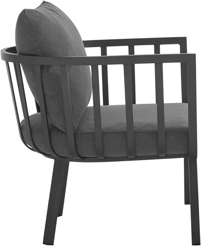 Alt view image 3 of 13 - Riverside Outdoor Patio Aluminum Armchair Set of 2 Gray Charcoal