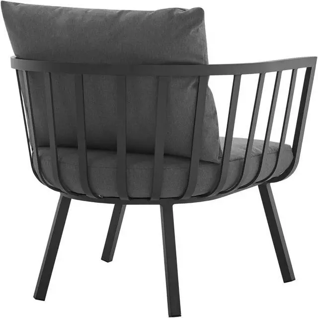 Alt view image 4 of 13 - Riverside Outdoor Patio Aluminum Armchair Set of 2 Gray Charcoal