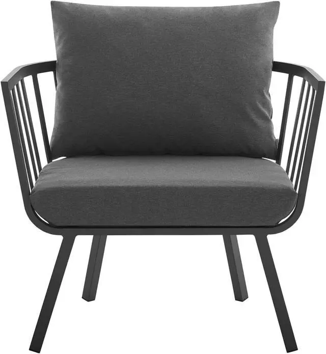 Alt view image 5 of 13 - Riverside Outdoor Patio Aluminum Armchair Set of 2 Gray Charcoal
