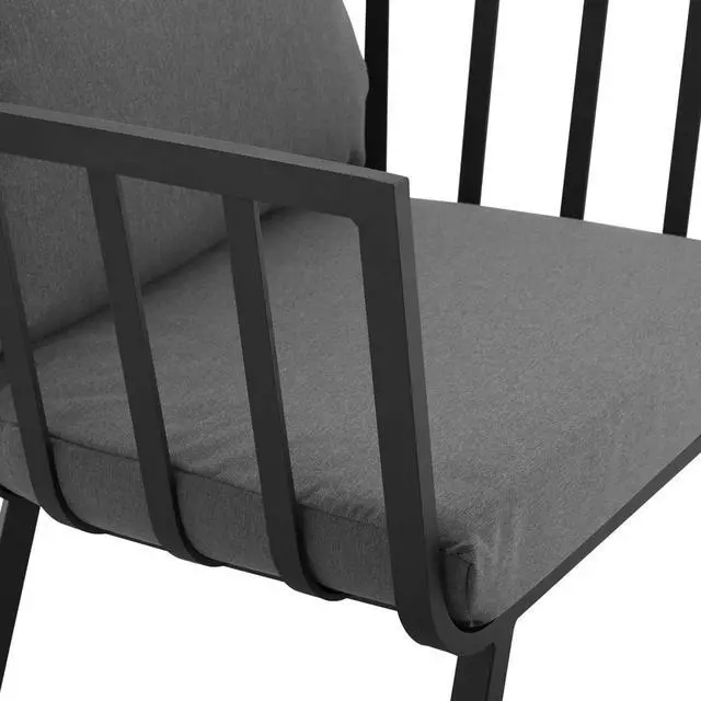Alt view image 6 of 13 - Riverside Outdoor Patio Aluminum Armchair Set of 2 Gray Charcoal