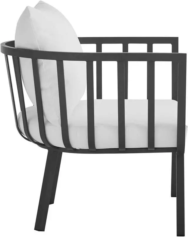 Alt view image 3 of 6 - Riverside Outdoor Patio Aluminum Armchair Set of 2 Gray White