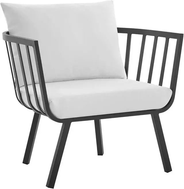 Alt view image 2 of 6 - Riverside Outdoor Patio Aluminum Armchair Set of 2 Gray White