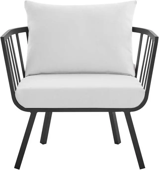 Alt view image 5 of 6 - Riverside Outdoor Patio Aluminum Armchair Set of 2 Gray White