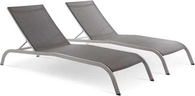 Main image of Savannah Outdoor Patio Mesh Chaise Lounge Set of 2 Gray