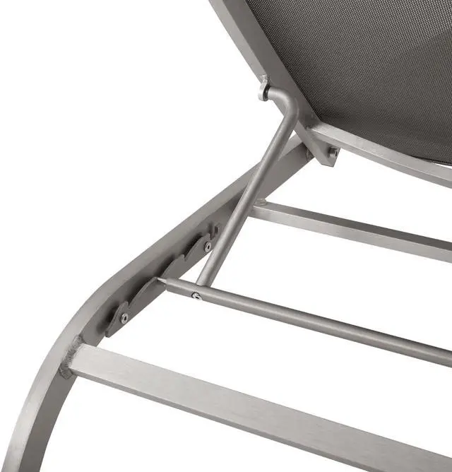 Alt view image 4 of 5 - Savannah Outdoor Patio Mesh Chaise Lounge Set of 2 Gray