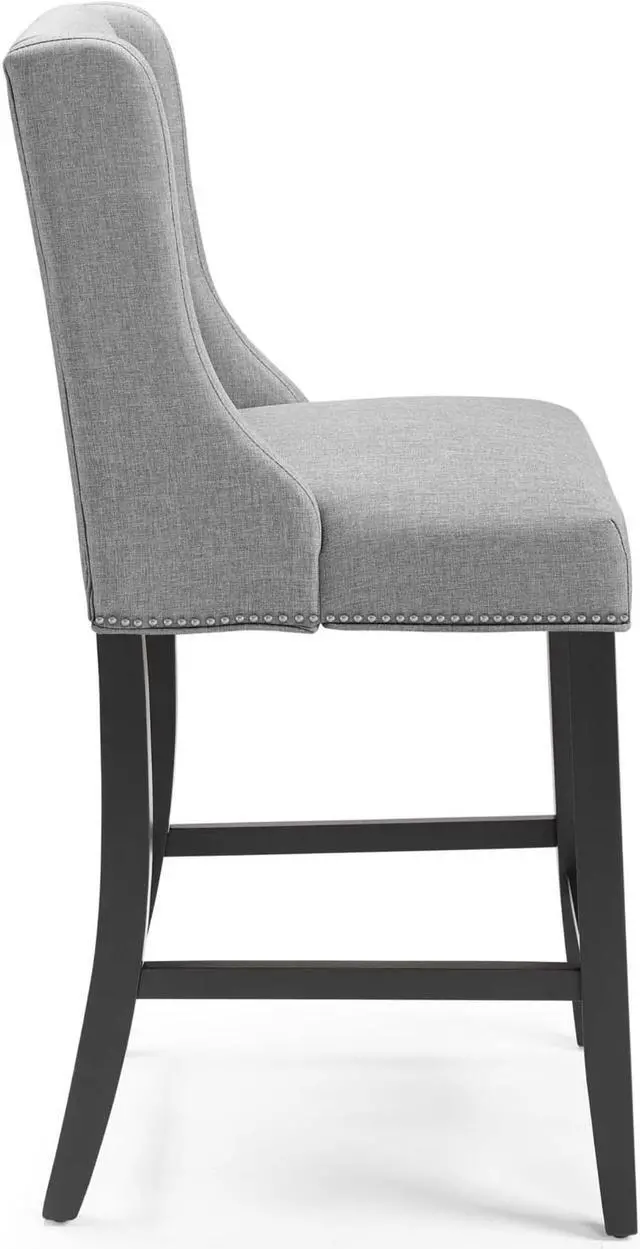 Alt view image 3 of 6 - Baron Counter Stool Upholstered Fabric Set of 2 Light Gray