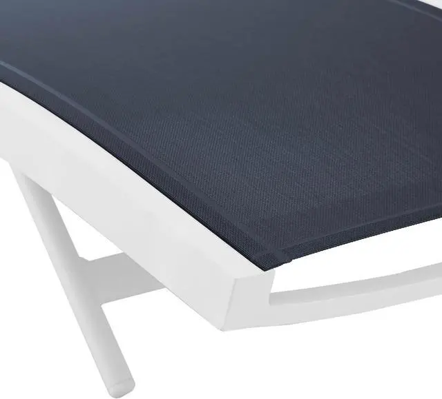 Alt view image 4 of 5 - Glimpse Outdoor Patio Mesh Chaise Lounge Set of 2 White Navy