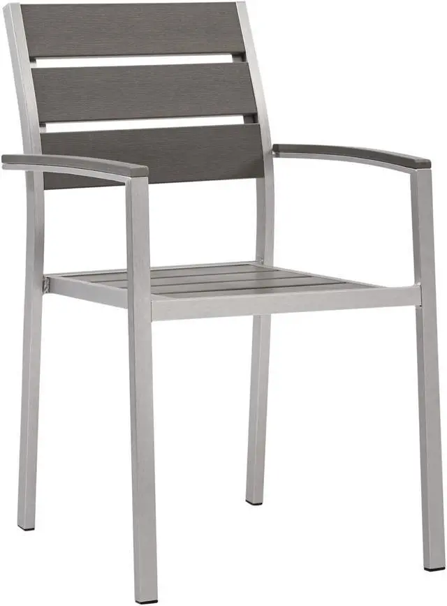 Alt view image 2 of 4 - Shore Outdoor Patio Aluminum Dining Armchair Set of 2 Silver Gray