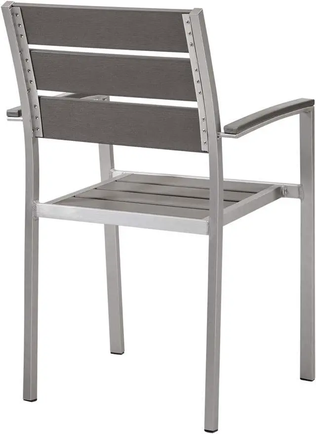 Alt view image 3 of 4 - Shore Outdoor Patio Aluminum Dining Armchair Set of 2 Silver Gray