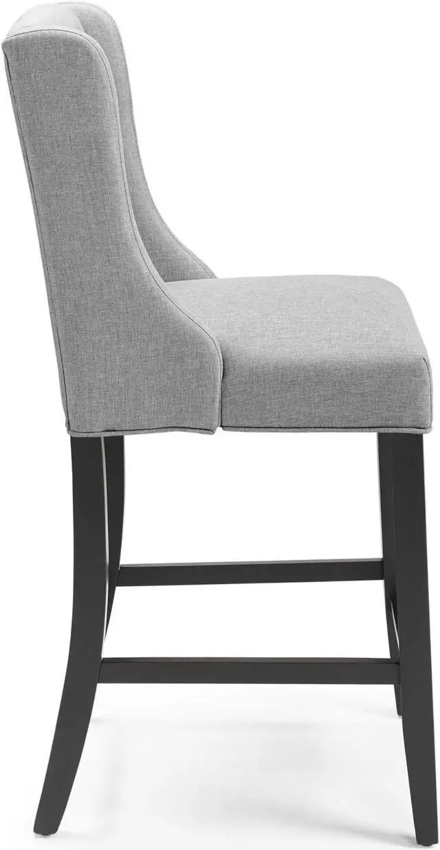 Alt view image 3 of 6 - Baronet Counter Bar Stool Upholstered Fabric Set of 2 Light Gray