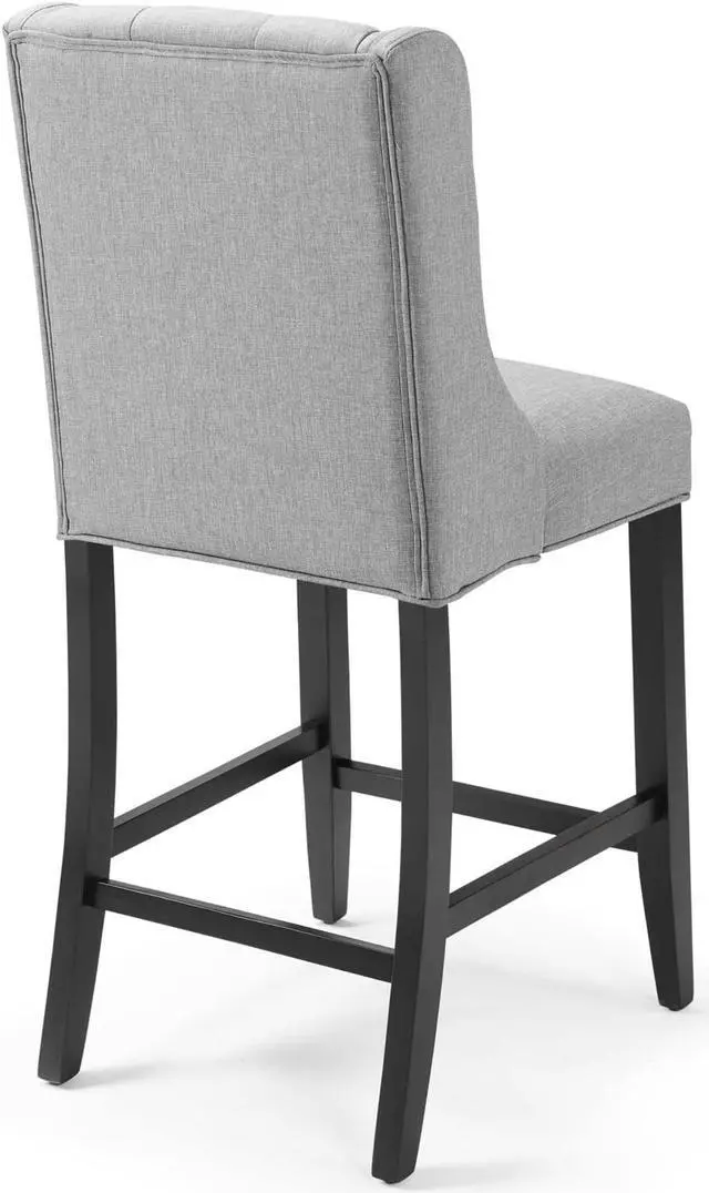 Alt view image 4 of 6 - Baronet Counter Bar Stool Upholstered Fabric Set of 2 Light Gray
