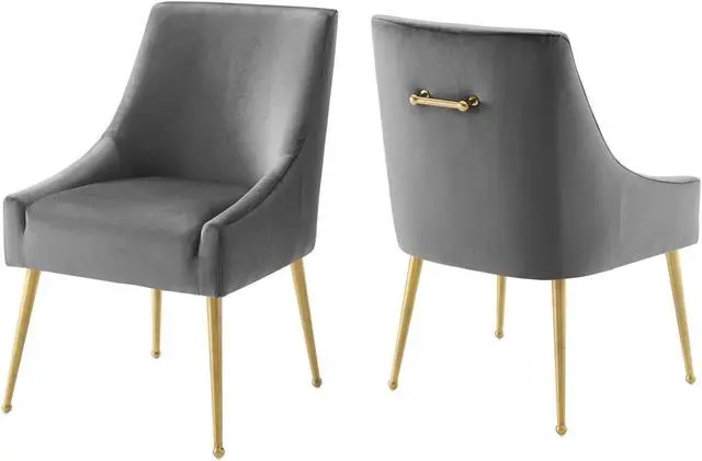 Main image of Discern Upholstered Performance Velvet Dining Chair Set of 2 Gray