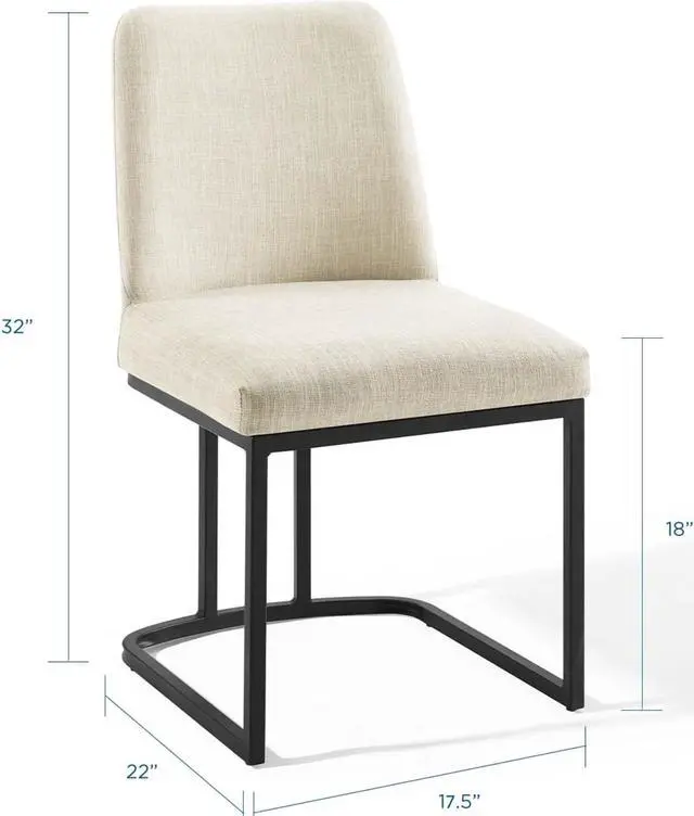 Alt view image 2 of 6 - Amplify Sled Base Upholstered Fabric Dining Side Chair Black Beige