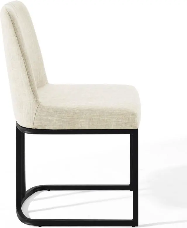 Alt view image 3 of 6 - Amplify Sled Base Upholstered Fabric Dining Side Chair Black Beige