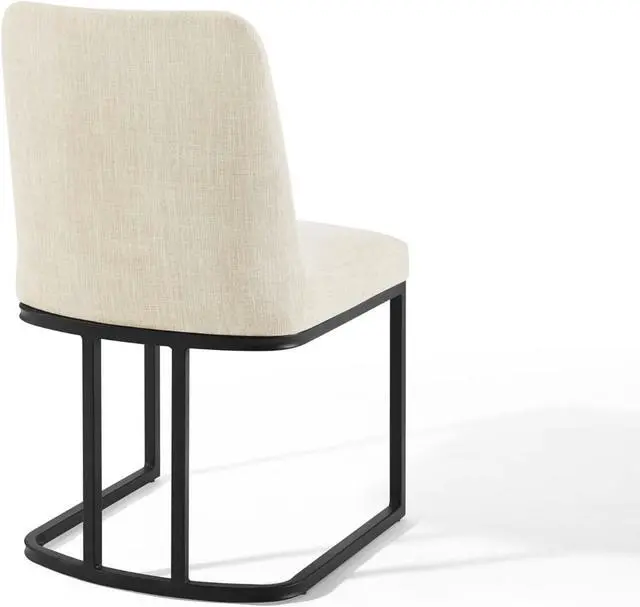 Alt view image 4 of 6 - Amplify Sled Base Upholstered Fabric Dining Side Chair Black Beige