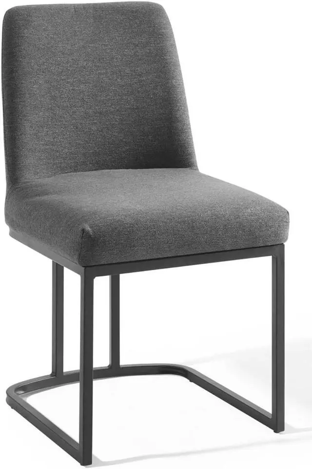 Main image of Amplify Sled Base Upholstered Fabric Dining Side Chair Black Charcoal