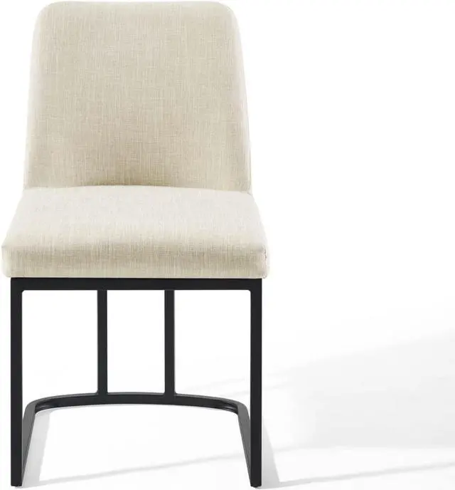 Alt view image 5 of 6 - Amplify Sled Base Upholstered Fabric Dining Side Chair Black Beige