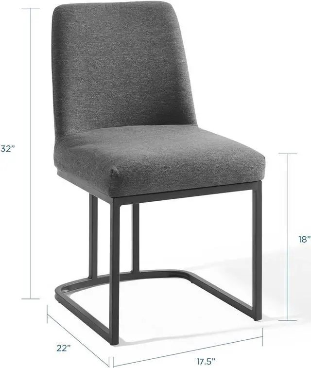 Alt view image 2 of 6 - Amplify Sled Base Upholstered Fabric Dining Side Chair Black Charcoal