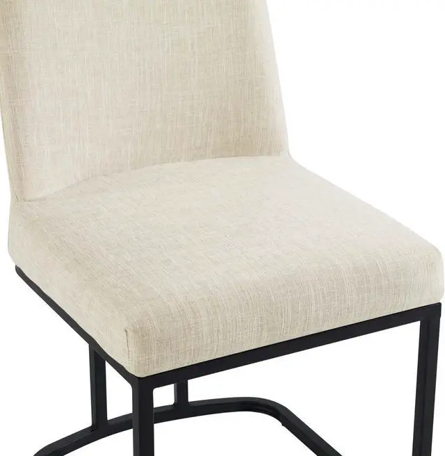 Alt view image 6 of 6 - Amplify Sled Base Upholstered Fabric Dining Side Chair Black Beige