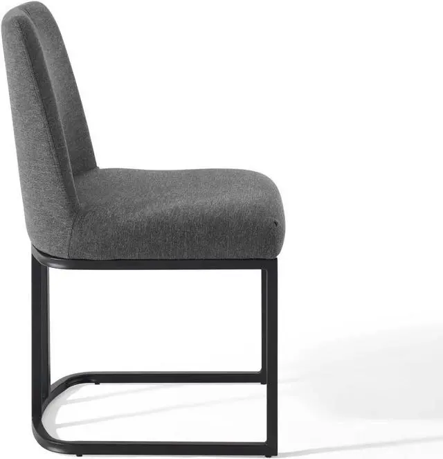 Alt view image 3 of 6 - Amplify Sled Base Upholstered Fabric Dining Side Chair Black Charcoal