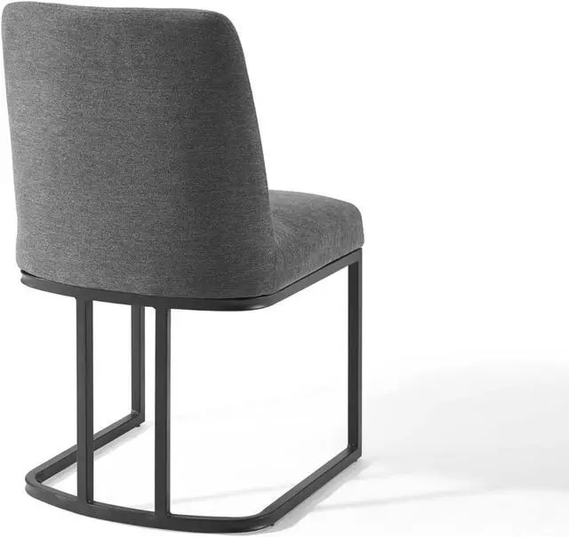 Alt view image 4 of 6 - Amplify Sled Base Upholstered Fabric Dining Side Chair Black Charcoal