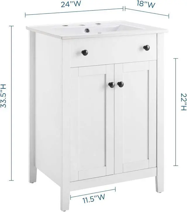Alt view image 2 of 6 - Nantucket 24" Bathroom Vanity White White
