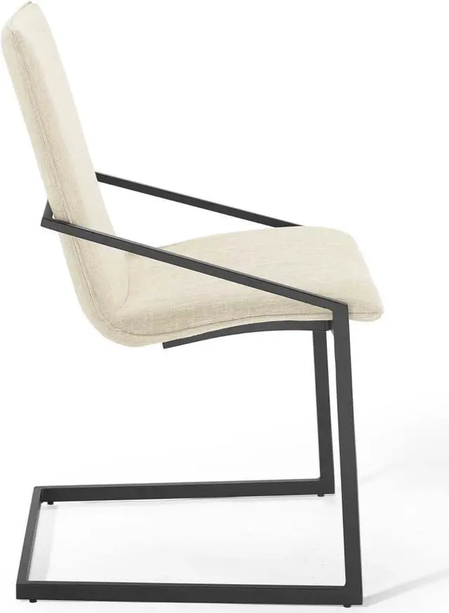 Alt view image 3 of 6 - Pitch Dining Armchair Upholstered Fabric Set of 2 Black Beige