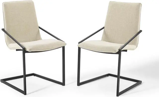 Main image of Pitch Dining Armchair Upholstered Fabric Set of 2 Black Beige