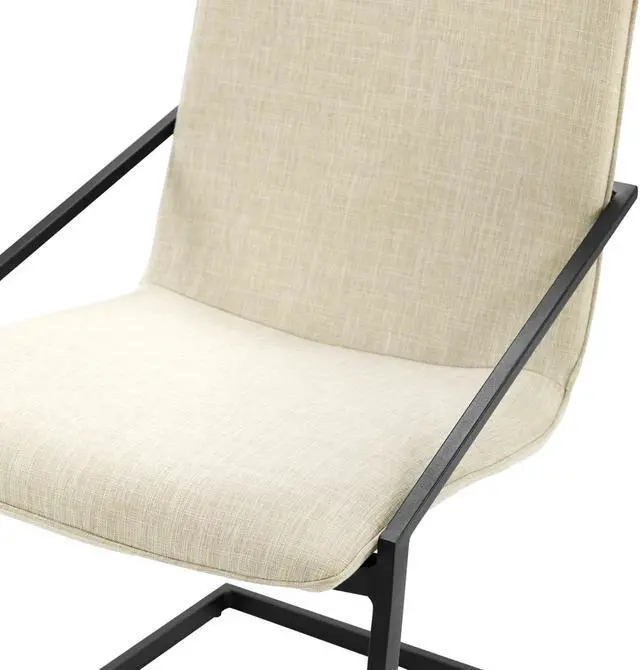 Alt view image 6 of 6 - Pitch Dining Armchair Upholstered Fabric Set of 2 Black Beige