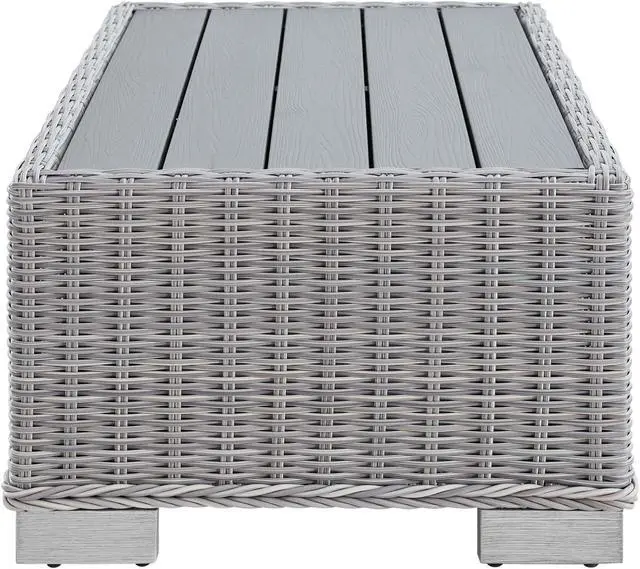 Alt view image 2 of 6 - Conway 32" Outdoor Patio Wicker Rattan Coffee Table Light Gray