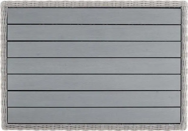 Alt view image 4 of 6 - Conway 32" Outdoor Patio Wicker Rattan Coffee Table Light Gray