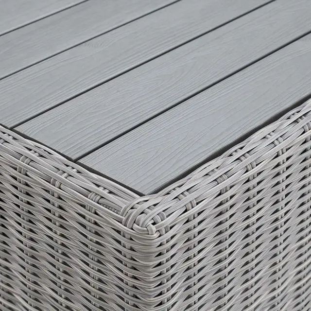 Alt view image 5 of 6 - Conway 32" Outdoor Patio Wicker Rattan Coffee Table Light Gray