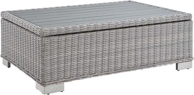 Main image of Conway 45" Outdoor Patio Wicker Rattan Coffee Table Light Gray